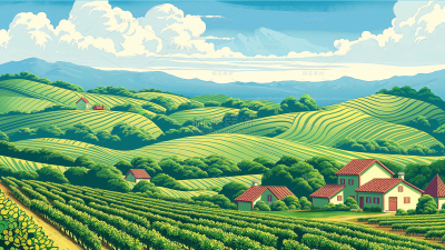 风光通用插画乡间田野图片背景图片素材