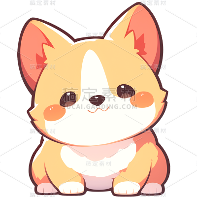动物系列扁平插画小狗贴纸