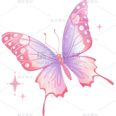 动物系列肌理插画蝴蝶元素贴纸