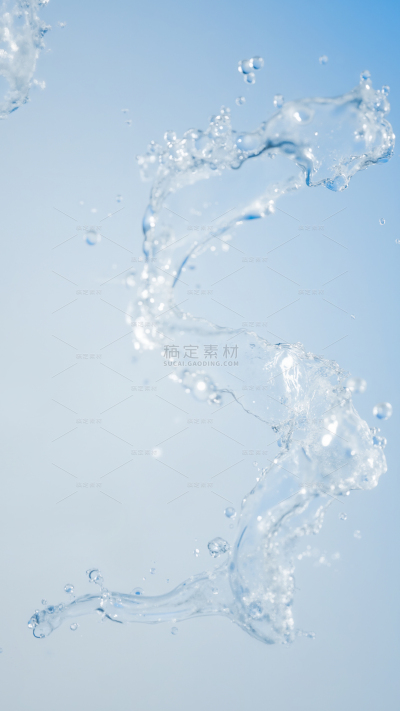 特效系列写实水花水珠飞溅浅蓝色背景