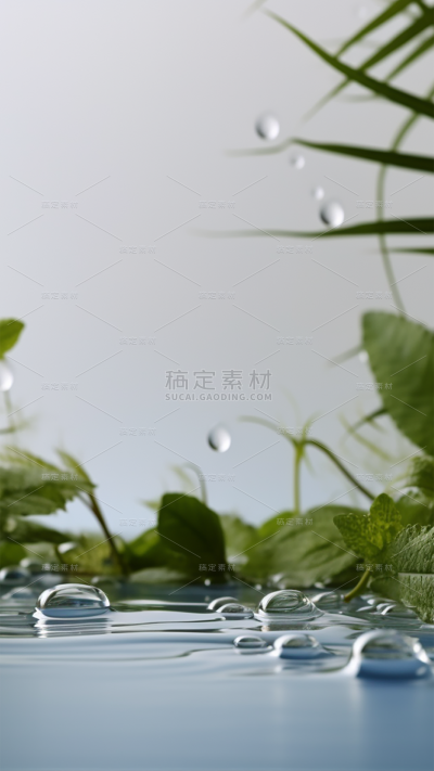 通用电商简约风绿植植物展台静态场景背景