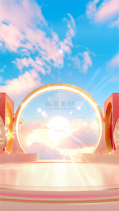 618通用光效展台天空拱门展台背景图片素材