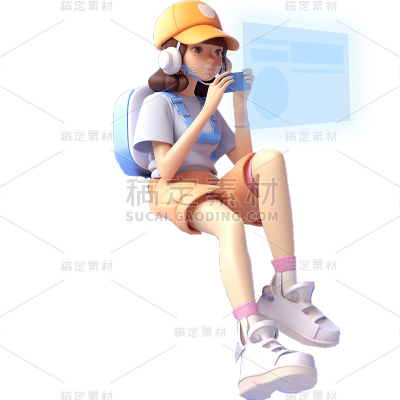 通用3D卡通感科技人物单人人物贴纸