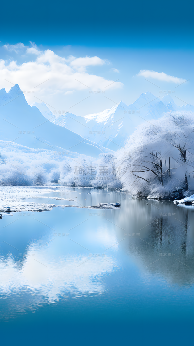 冬天冬季冬日山川雪山风景场景背景