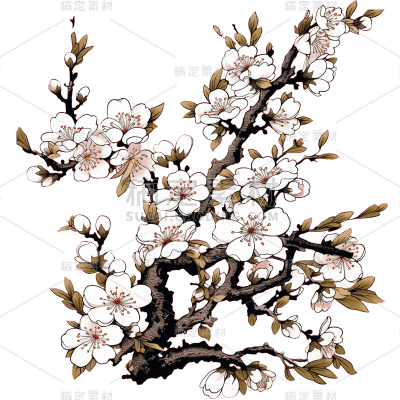 中国风水墨国画梅花