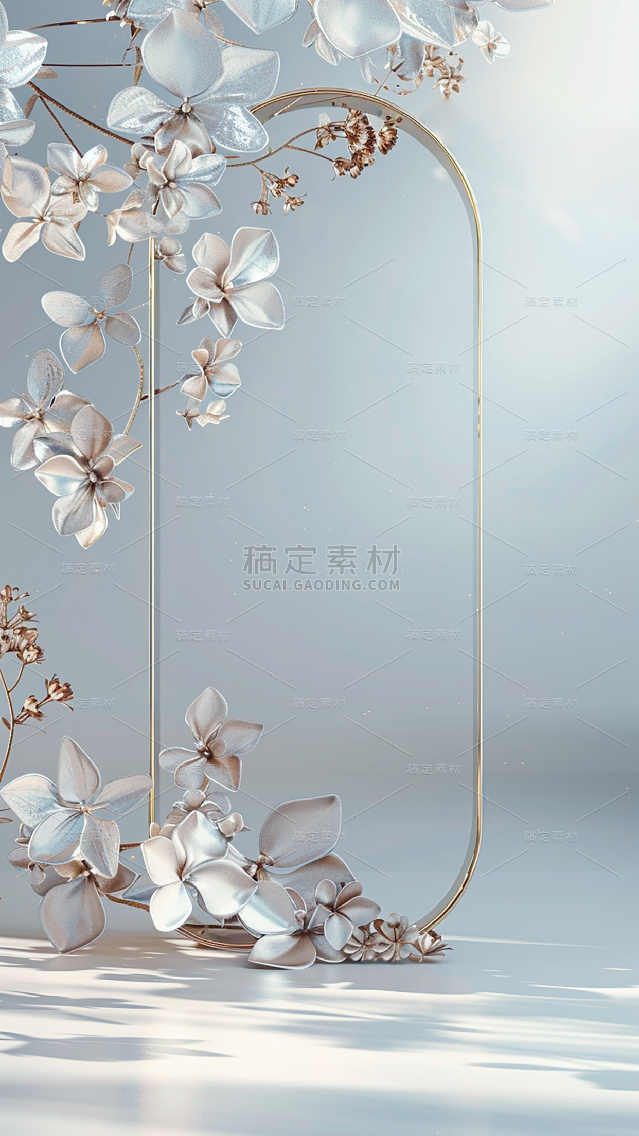 植物通用3D简约几何花朵背景场景图片素材