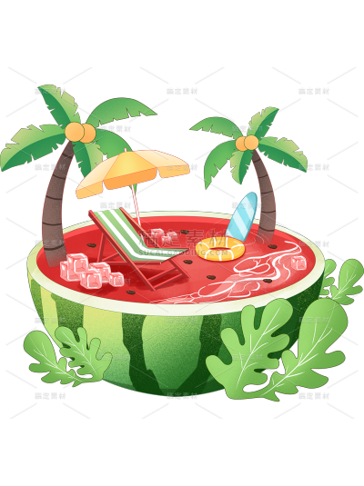 夏季果蔬系列通用西瓜场景元素贴纸