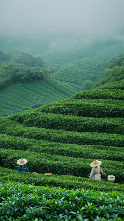饮品系列茶园+采茶背景