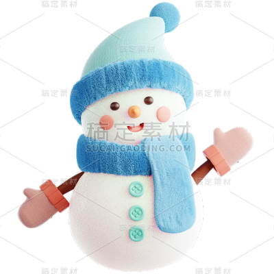 冬季卡通感3D立体C4D可爱雪人元素素材