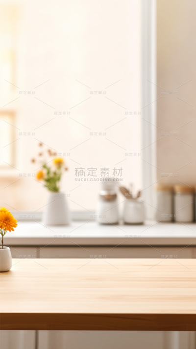 背景通用暖色调木质厨房桌面背景场景图片素材