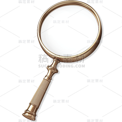 图标系列-通用-写实金色/古铜色放大镜贴纸