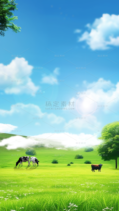 通用写实合成牧场草原背景素材