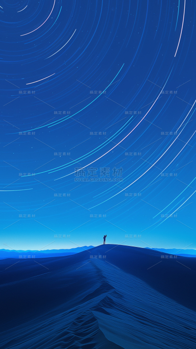 风光系列合成-长曝光星空剪影通用背景素材