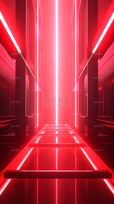 通用电商促销红色科技感线条空间3D场景背景图片素材