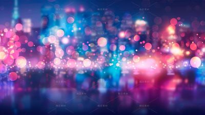 特效通用彩虹光斑城市夜景图片素材