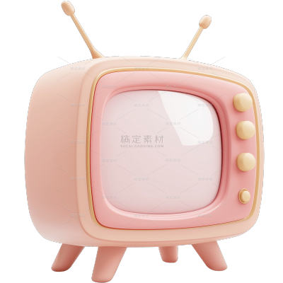 电器系列复古电视 3D 图标贴纸 