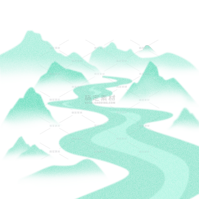 风光系列肌理感弥散山川河流插画贴纸