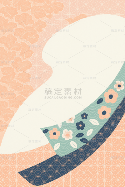 常规内容-背景系列平面日式花纹背景