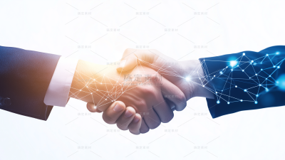 人物系列通用写实两人握手科技特效