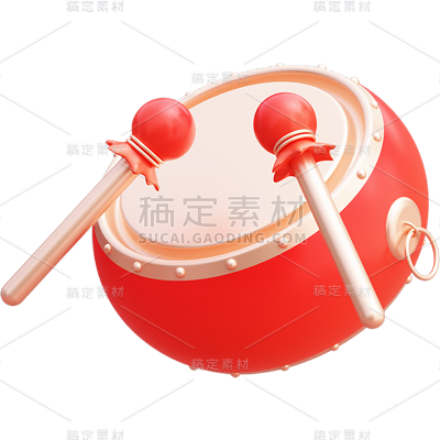 春节新年过年龙年3D立体C4D中国鼓元素素材