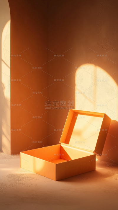 样机系列写实打开大礼盒箱子展台