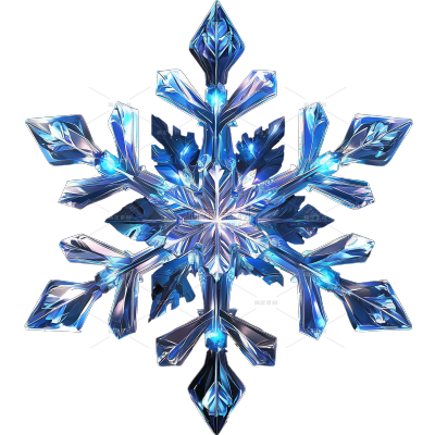 冬天梦幻发光插画雪花元素贴纸