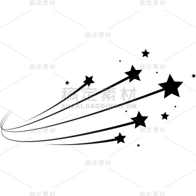 常规通用渐变黑色星星线条贴纸元素素材