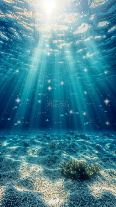风光系列写实丁达尔光海底世界背景