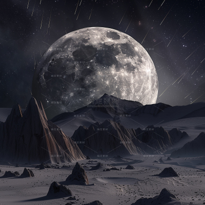 宇宙系列写实月球山脉景图片