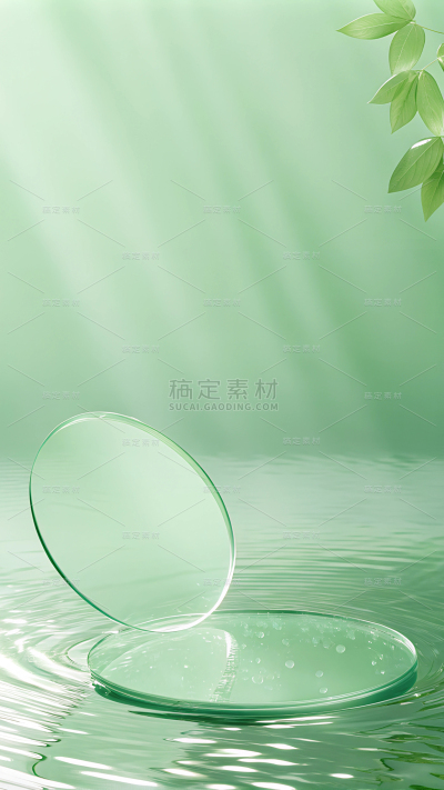 背景系列绿色清透反光展台背景