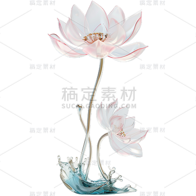 夏日通用水晶清透荷花水植物元素