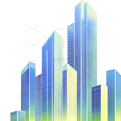 建筑系列通用炫彩肌理城市建筑群组合元素素材