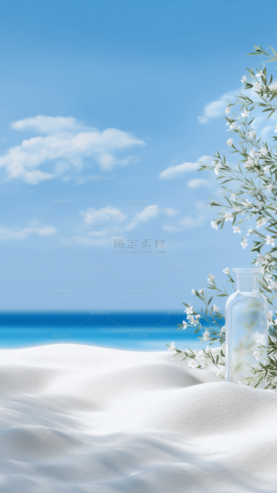 夏天实景感海边沙滩背景图