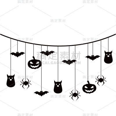 万圣节通用手绘吊饰组合元素