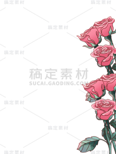 通用手绘插画花朵玫瑰花边框元素