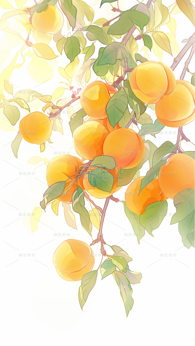 果蔬系列-通用-水彩国风插画水果背景图片