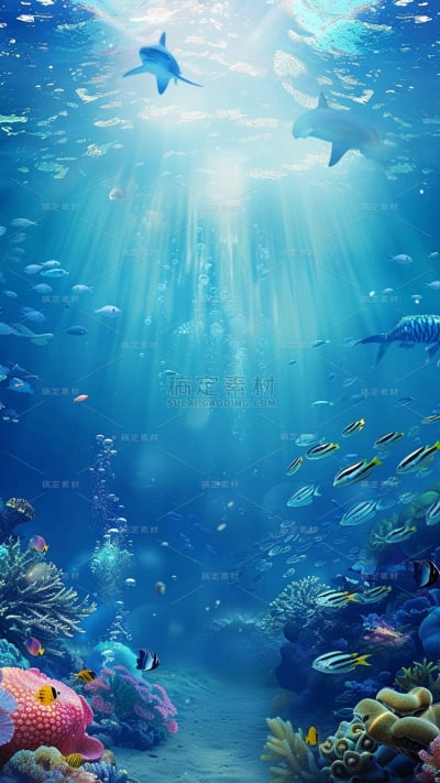 风光通用合成海底海洋世界背景图片素材