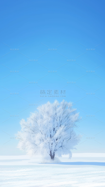 冬季节气户外雪地枯树背景图片