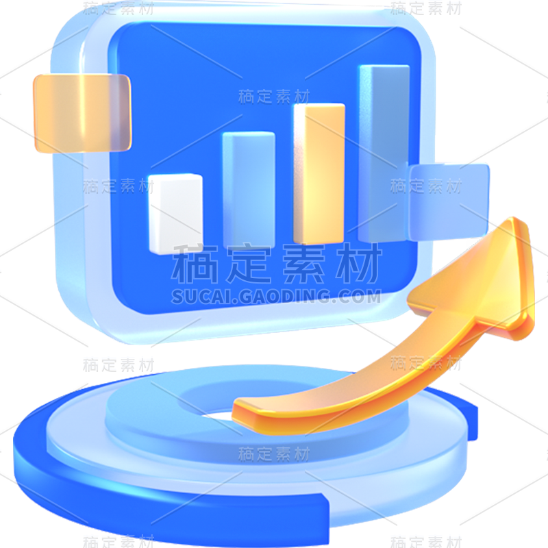 通用商务感金融3D立体毛玻璃金融图标元素素材