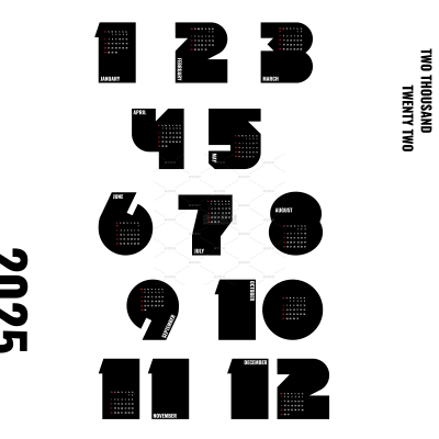 常规内容-艺术字系列黑色粗体创意日历数字组合元素