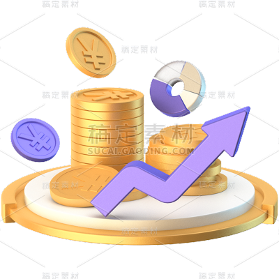 金融理财保险3D立体C4D金币组合元素