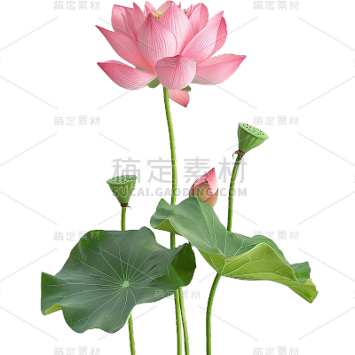 植物通用实景荷花荷叶元素素材