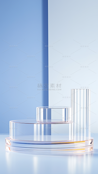 电商通用活动促销玻璃几何展台背景