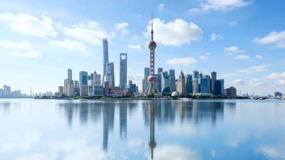 建筑系列蓝天白云江面东方明珠塔城市建筑群（td）