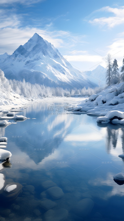 冬天冬季冬日山川雪山风景场景背景