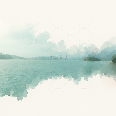 中国风系列晕染感青色水墨山水背景（td）