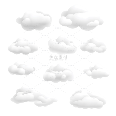 气象系列3D白色云朵元素（td）