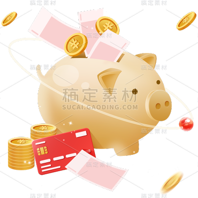 金融商务感3D立体橙红色金属金融元素素材