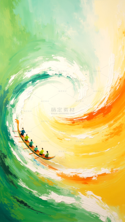 端午节国风创意油画赛龙舟背景