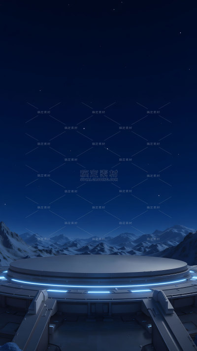 科技风系列未来感黑色山脉圆形电商促销展台背景